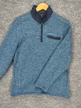 Eddie Bauer Fleece Sweater Men’s S Blue Snap Up High Neck Pullover Outdoors Camp